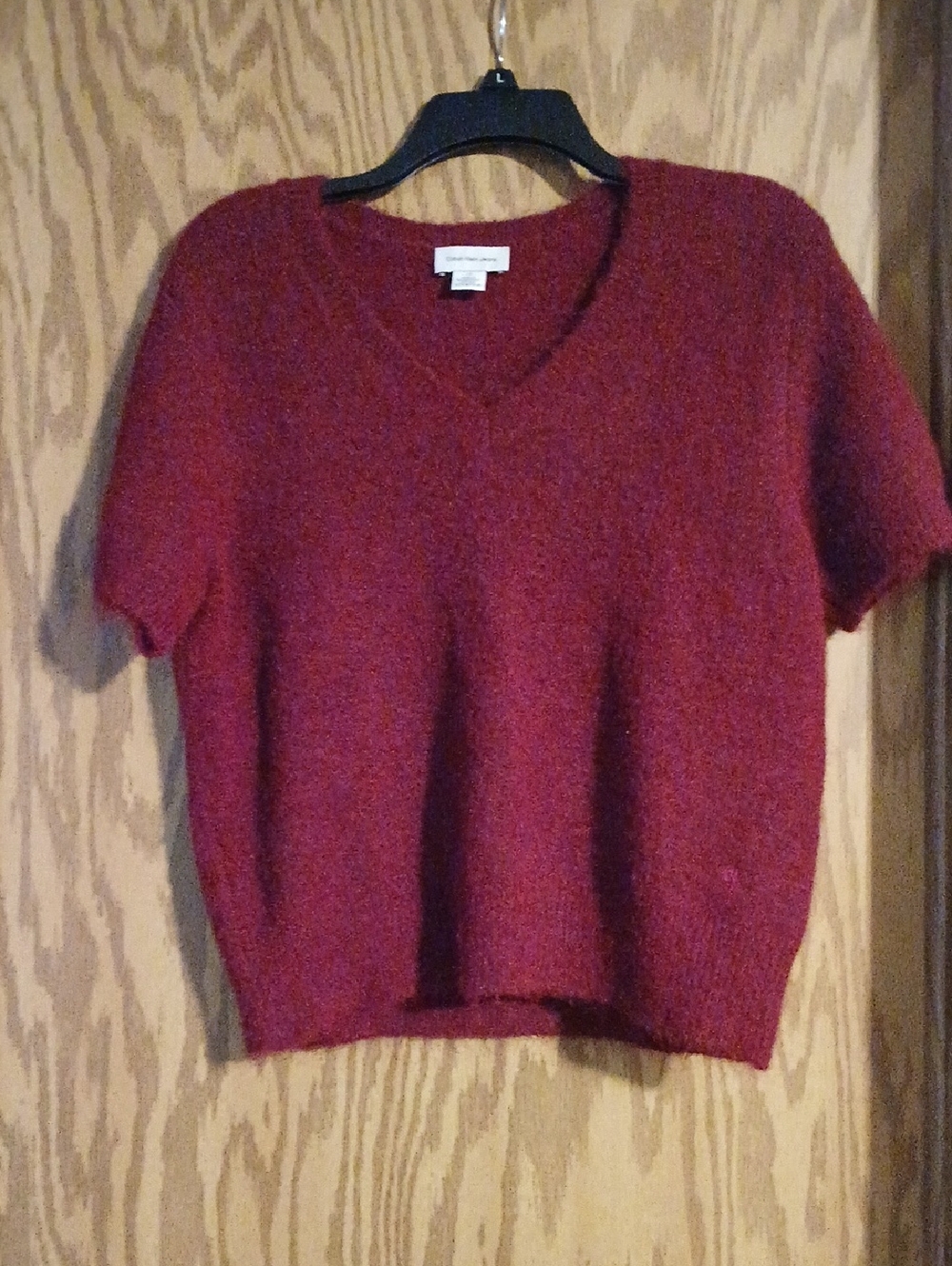 Calvin Klein Jeans Short V-Neck Sweater - Burgundy